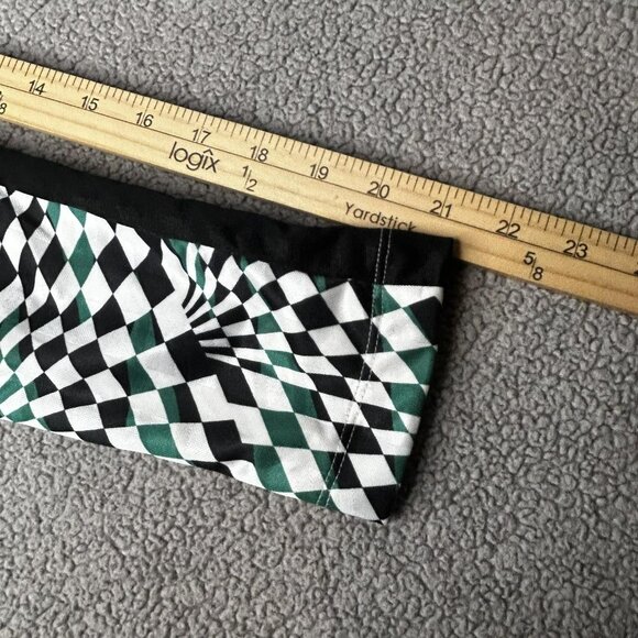 Nike Shirt Womens Medium Green Black Checkered Loose Fit Cropped Long Sleeve - Picture 11 of 14
